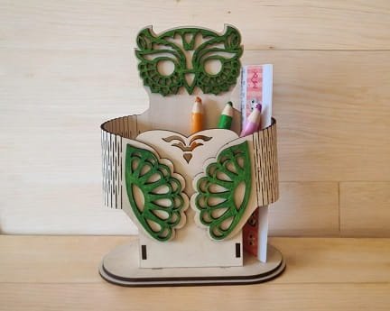Laser Cut Owl Shaped Pencil Holder Desk Organizer
