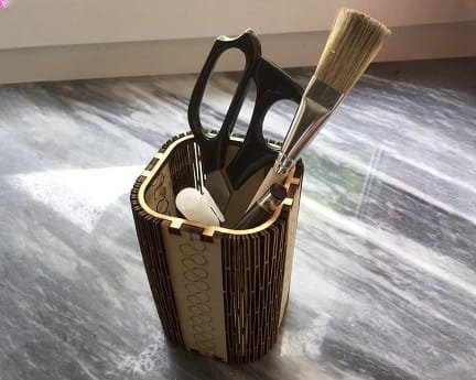 Laser Cut Plywood Pen Holder Organizer
