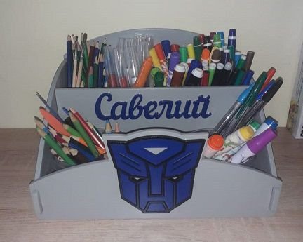 Laser Cut Transformer Wood Desk Storage Organizer