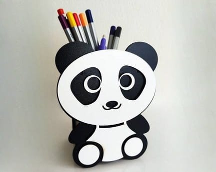 Laser Cut Cute Panda Pen Holder