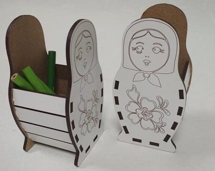 Laser Cut Matryoshka Doll Pen Holder