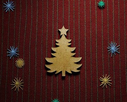 Laser Cut Christmas Tree with Star Wood Shape