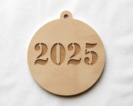 Laser Cut Engraved Year 2025 Christmas Tree Ornament