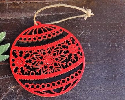 Laser Cut Wooden Christmas Snowflake Bauble