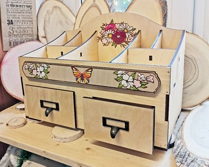 Laser Cut Wooden Makeup Organizer with Drawers