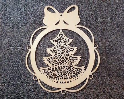 Laser Cut Wooden Christmas Tree Bauble