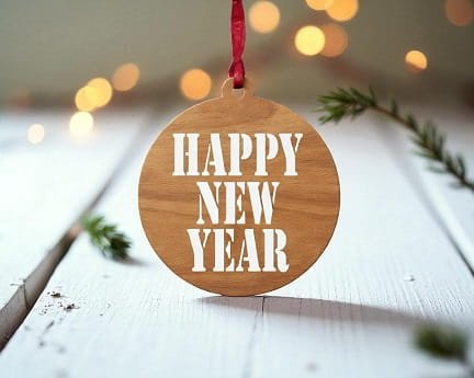 Laser Cut Happy New Year Ornament