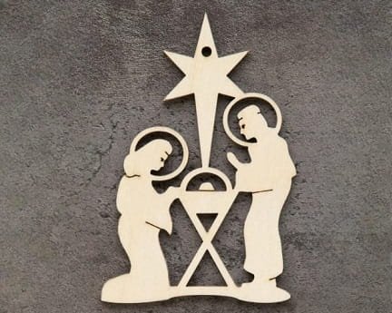 Laser Cut Nativity Scene Christmas Tree Ornament