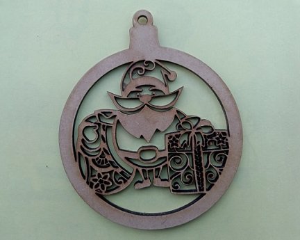 Laser Cut Santa with Present Christmas Bauble