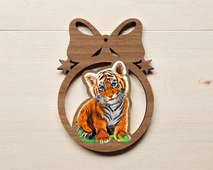 Laser Cut Tiger Christmas Tree Ball