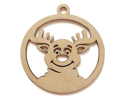 Laser Cut Reindeer Head Christmas Bauble