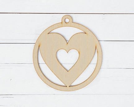 Laser Cut Christmas Tree Heart Bauble