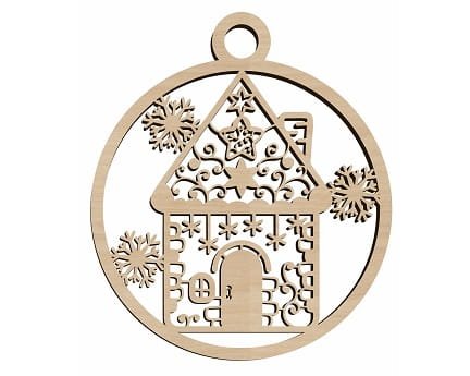 Laser Cut Christmas House Ornament Bauble