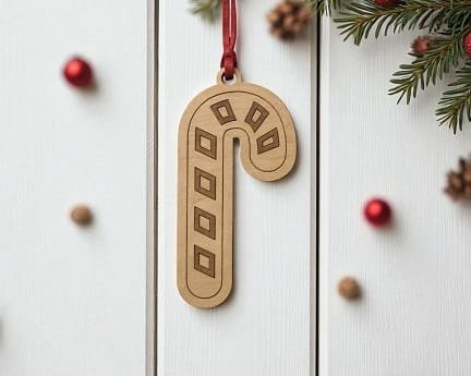Laser Cut Candy Cane Christmas Ornament