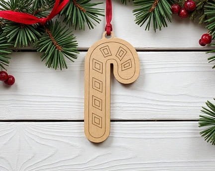 Laser Cut Candy Cane Christmas Tree Ornament