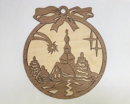Laser Cut Double Layer Winter Scene Christmas Tree Ornament