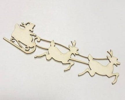 Laser Cut Santa Sleigh and Reindeer Cutout