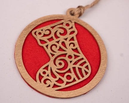 Laser Cut Double Layered Stocking Christmas Bauble