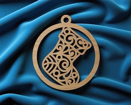 Laser Cut Wooden Christmas Stocking Bauble