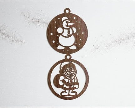 Laser Cut Snowman and Santa Claus Christmas Bauble
