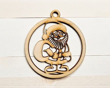 Laser Cut Santa Claus Gift Sack Christmas Ornament