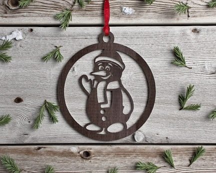 Laser Cut Snowman Holiday Ornament