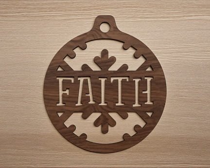 Laser Cut Faith Christmas Tree Ornament