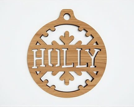 Laser Cut Holly Christmas Tree Ornament