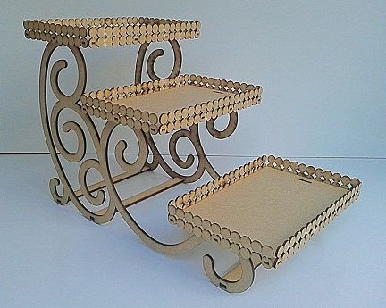 Laser Cut Three Tier Serving Tray Stand