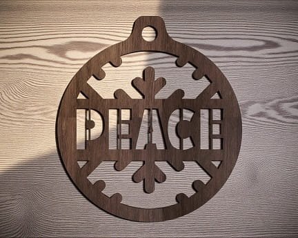 Laser Cut Peace Christmas Bauble