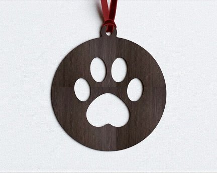 Laser Cut Paw Print Christmas Ornament
