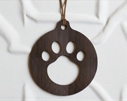 Laser Cut Paw Print Christmas Tree Ornament