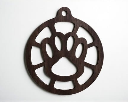 Laser Cut Pet Paw Print Christmas Ornament