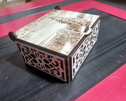 Laser Cut Winter Engraved Wooden Hinged Box