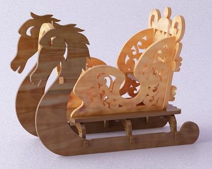 Laser Cut Christmas Sleigh Decor