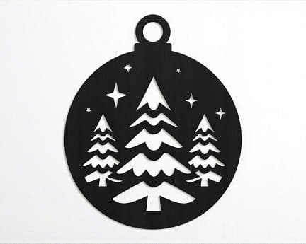 Laser Cut Christmas Trees with Stars Ornament
