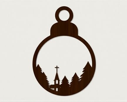 Laser Cut Church Scene Christmas Ornament