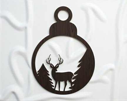 Laser Cut Deer in Woods Christmas Tree Bauble