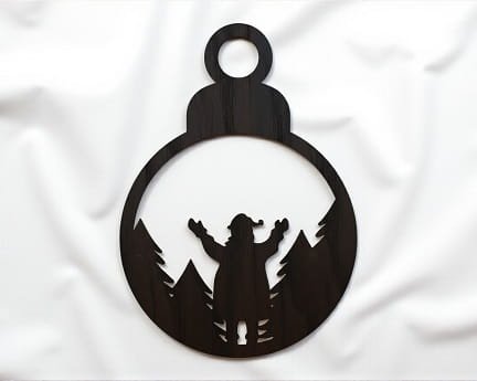 Laser Cut Santa Claus in The Woods Christmas Ornament