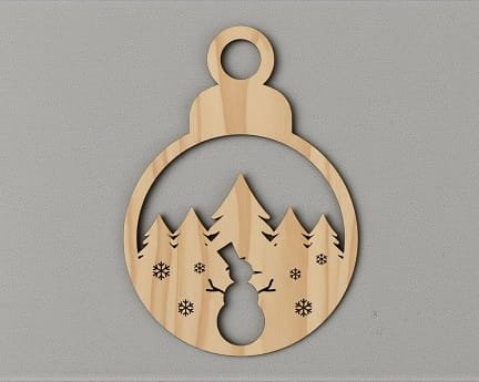 Laser Cut Snowman Christmas Tree Scene Ornament