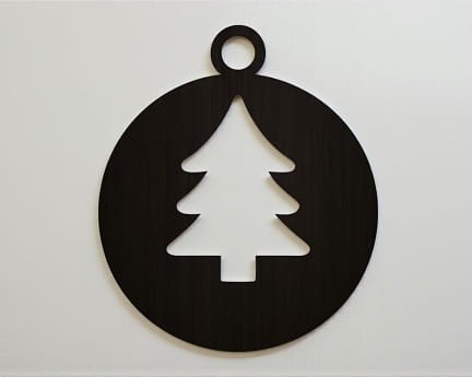 Laser Cut Round Wooden Christmas Tree Ornament
