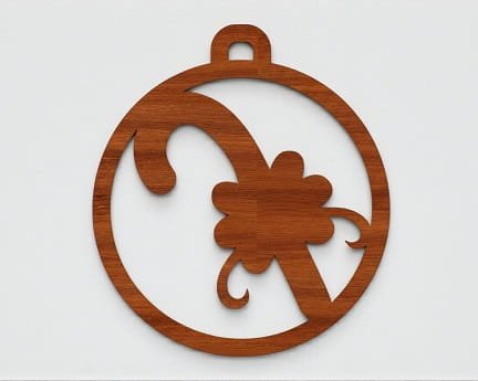 Laser Cut Candy Cane Christmas Tree Bauble