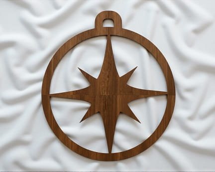 Laser Cut Compass Star Christmas Ornament