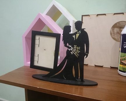 Laser Cut Valentine Couple Table Stand Photo Frame