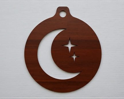 Laser Cut Moon and Stars Christmas Tree Ornament