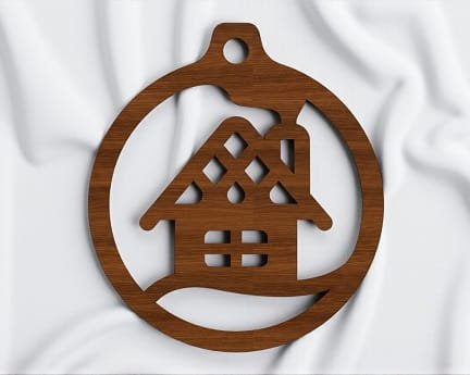 Laser Cut House Christmas Tree Ornament