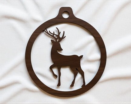 Laser Cut Reindeer Christmas Bauble Holiday Ornament
