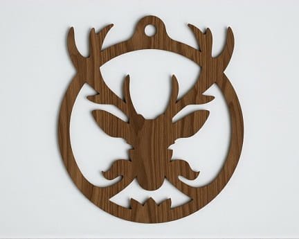 Laser Cut Deer Head Antlers Christmas Bauble