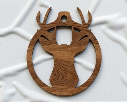 Laser Cut Deer Head with Antlers Hanging Ornament