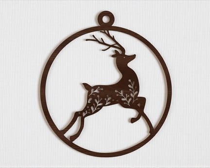 Laser Cut Deer Christmas Bauble Ornament
